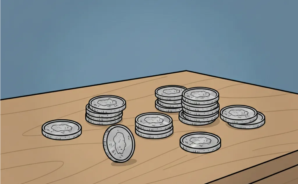 silver coin on the table